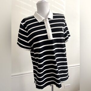 Rugby Polo Shirt Top Ralph Lauren L-RL Active Womens Zip Black